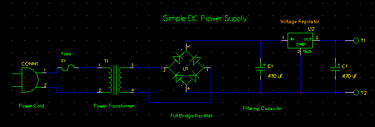 Schematic of a Simple DC Power Supply