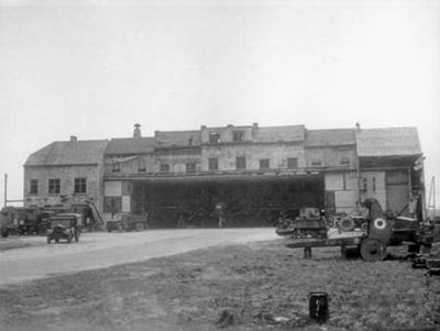 Mitchell 180 Sqn RAF in especially camouflaged hangar Belgium 1944.jpg